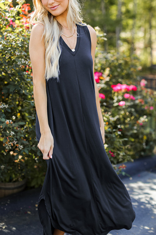 LB | I THINK NOT V-neck tank midi dress