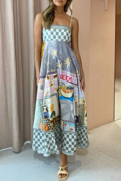 LB | 2024 Seksowna sukienka maxi swing boho bez pleców w linii A
