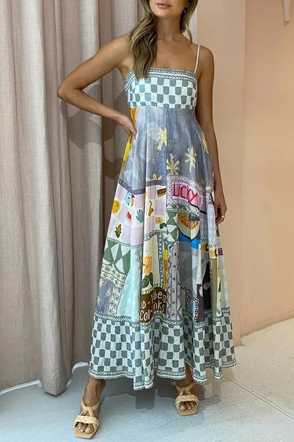 LB | 2024 Seksowna sukienka maxi swing boho bez pleców w linii A