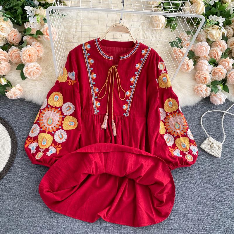 LB | Bohemian Retro Folk Style Vestidos Mini sukienka