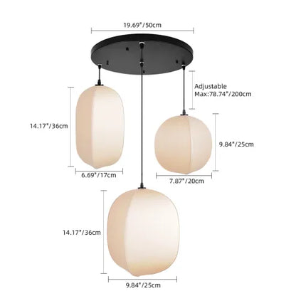 Japońska lampa wisząca w stylu wabi-sabi z tkaniny