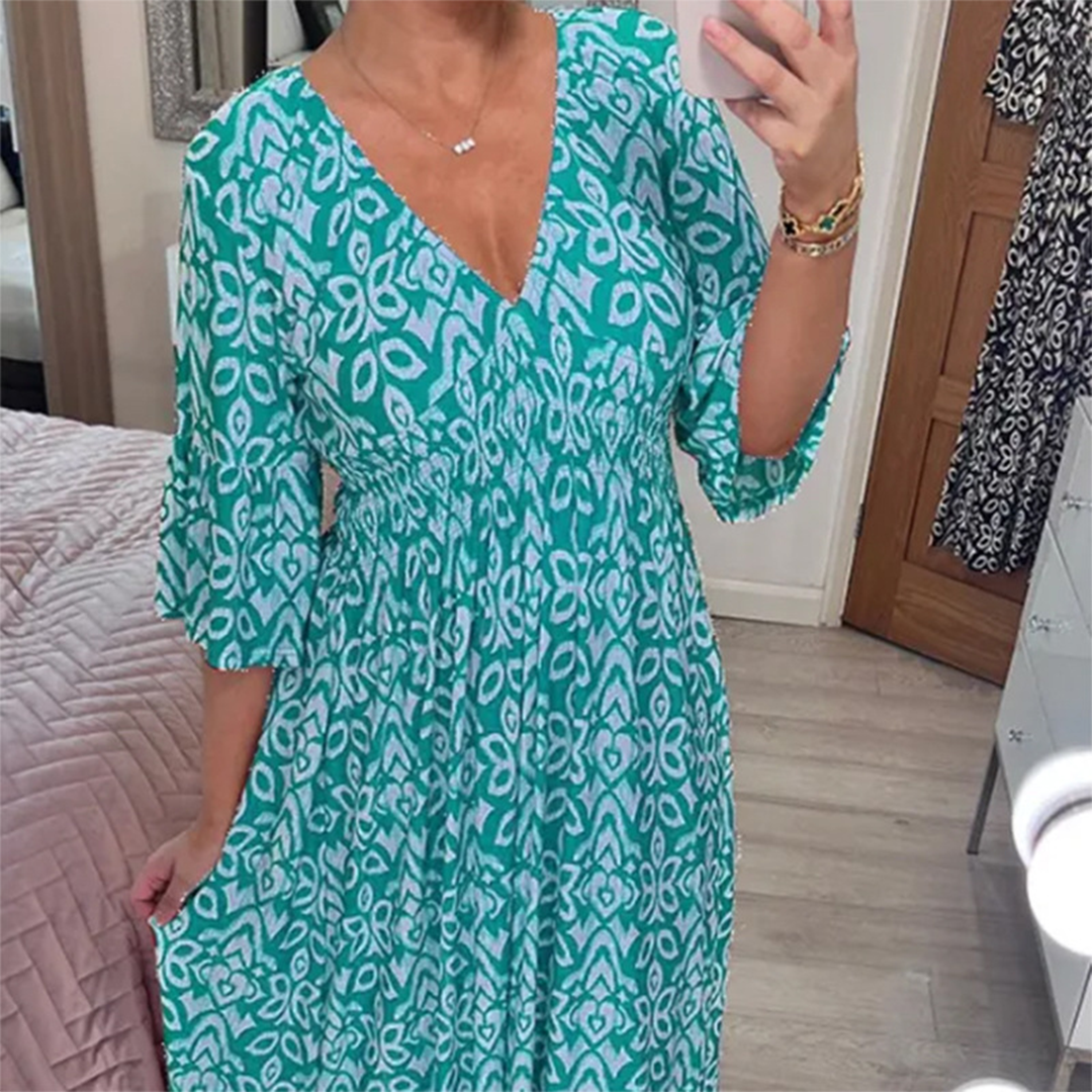 LB | Letnia sukienka maxi z dekoltem w szpic