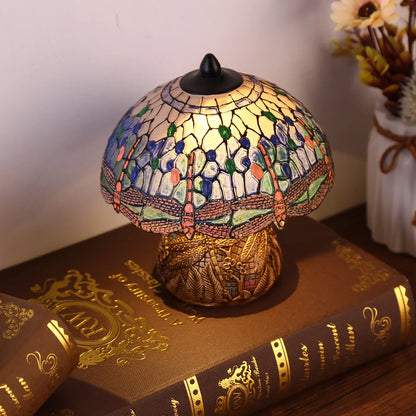 LuxeVintage - Lampa witrażowa w kształcie ważki