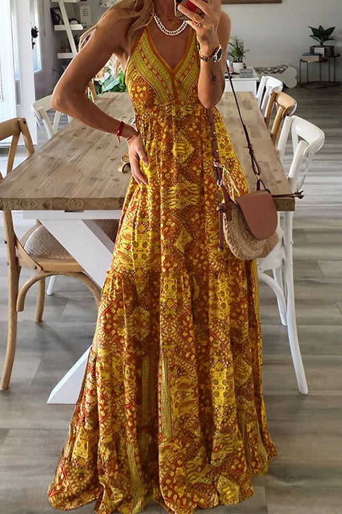 LB | Boho Print Slip Maxi Dress