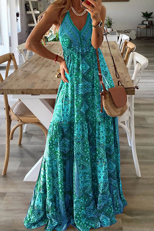 LB | Boho Print Slip Maxi Dress