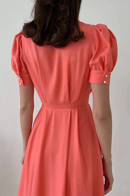 LB | Pearl Button O Neck Shirt Maxi Dress