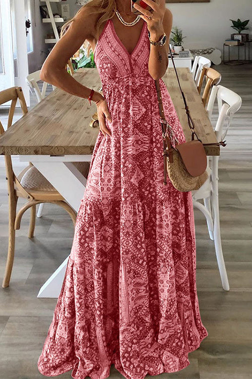 LB | Boho Print Slip Maxi Dress