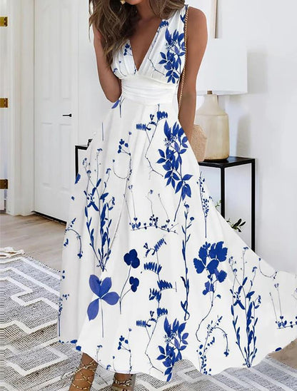 LB | Urocza sukienka maxi z kwiatowym wzorem dla niewymuszonej elegancji