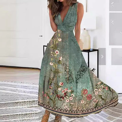 LB | Urocza sukienka maxi z kwiatowym wzorem dla niewymuszonej elegancji