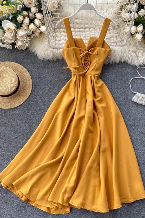 LB | Solid V Slip Maxi Dress
