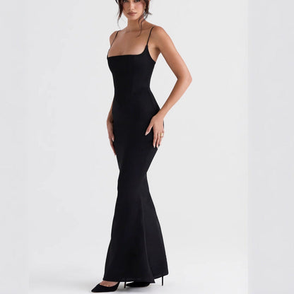 LB | Damska sukienka maxi - Krój bodycon - Ramiączka spaghetti - Rozciągliwy materiał - Wieczorowy strój