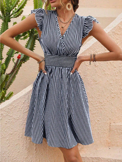 LB | Elegancka letnia sukienka midi w paski