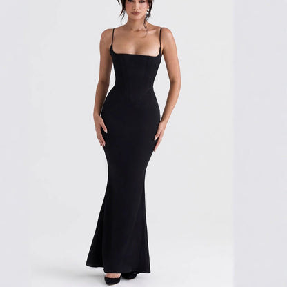 LB | Damska sukienka maxi - Krój bodycon - Ramiączka spaghetti - Rozciągliwy materiał - Wieczorowy strój