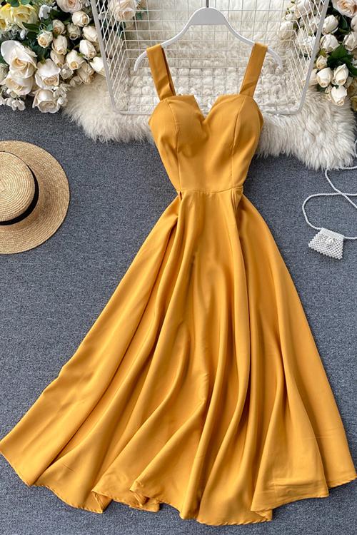 LB | Solid V Slip Maxi Dress