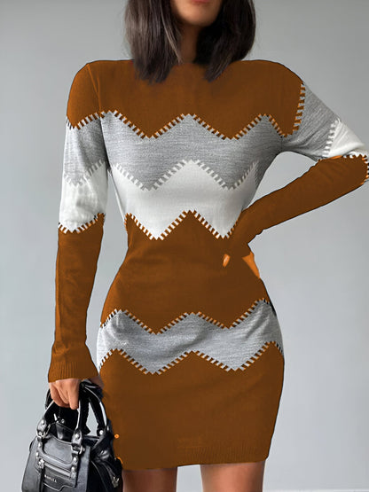 LB | Elegancka dzianinowa sukienka mini bodycon
