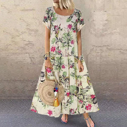 LB | Elegancka sukienka maxi o linii A z kieszeniami