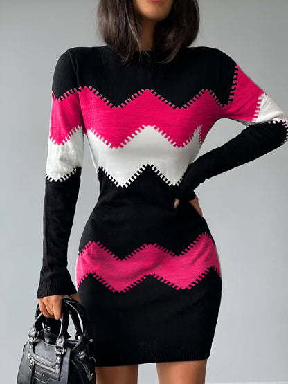 LB | Elegancka dzianinowa sukienka mini bodycon