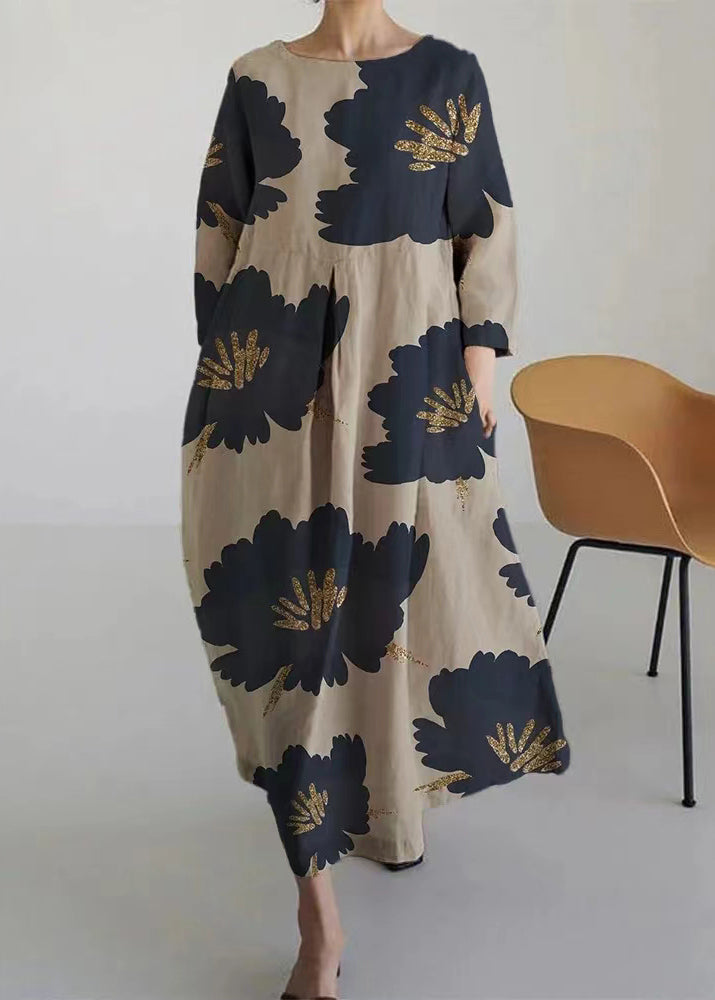 LB | Plus Size Niebieska plisowana sukienka maxi na wiosnę
