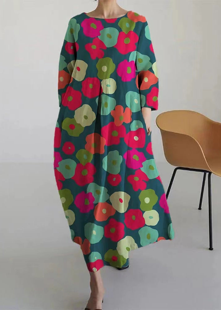 LB | Plus Size Niebieska plisowana sukienka maxi na wiosnę