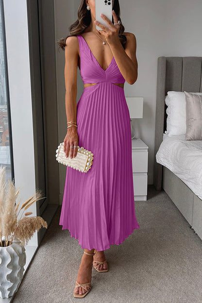 LB | Elegancka plisowana sukienka maxi