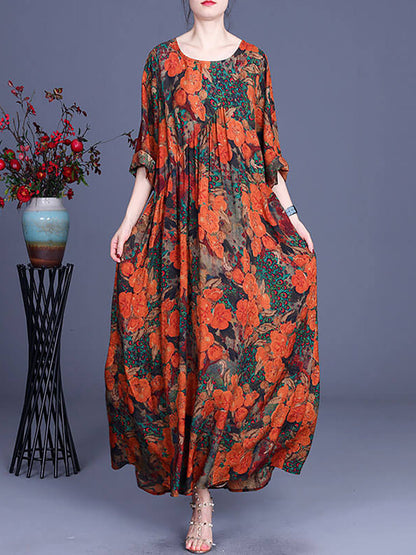 LB | Vintage Floral Irregular Casual Maxi Dress