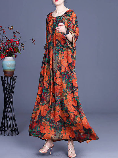 LB | Vintage Floral Irregular Casual Maxi Dress