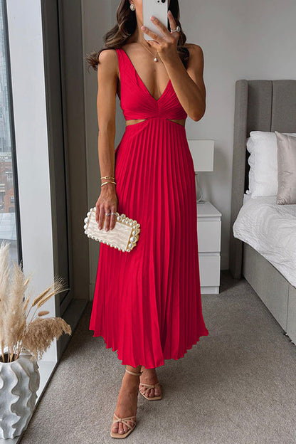 LB | Elegancka plisowana sukienka maxi