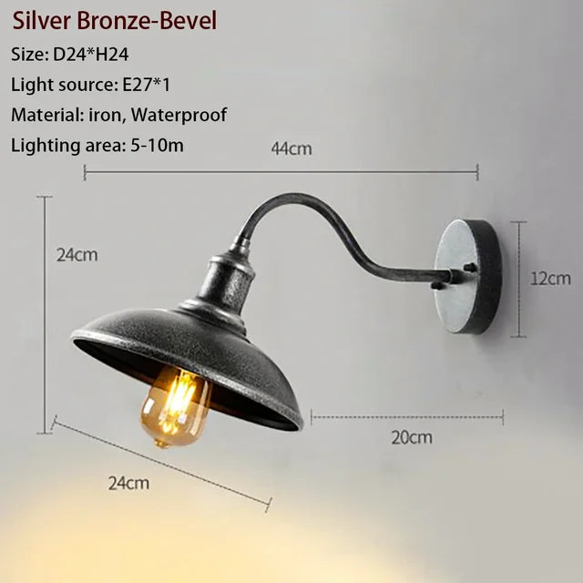 RainRetro - Wodoodporna lampa ścienna w stylu retro