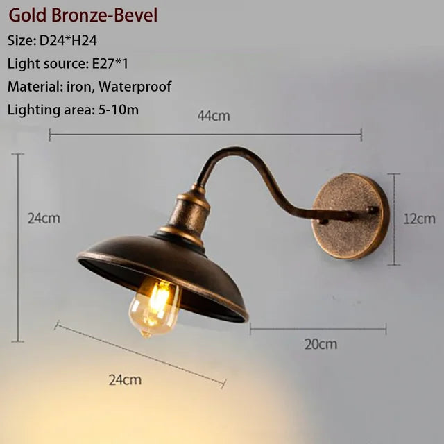 RainRetro - Wodoodporna lampa ścienna w stylu retro