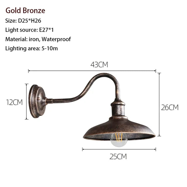 RainRetro - Wodoodporna lampa ścienna w stylu retro
