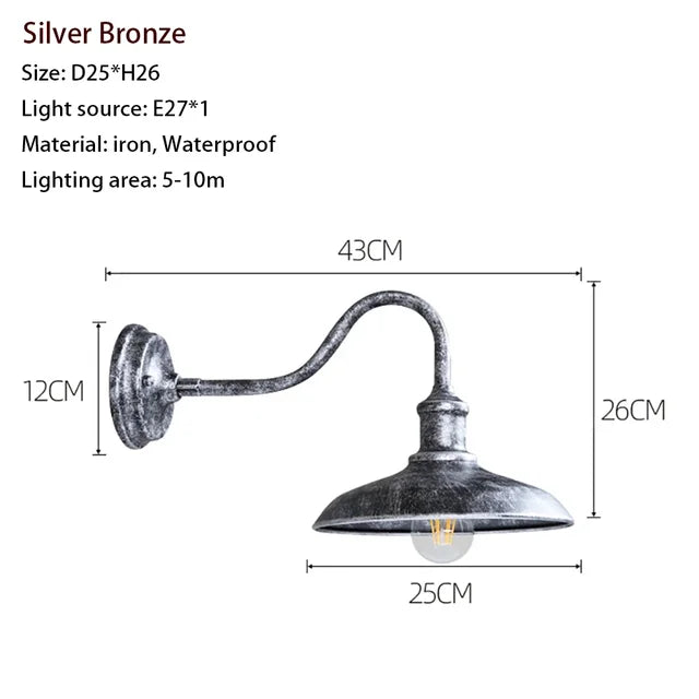 RainRetro - Wodoodporna lampa ścienna w stylu retro