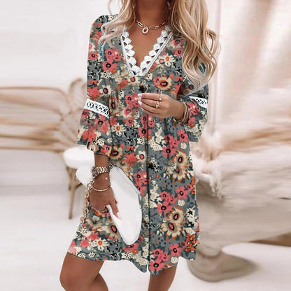 LB | Letnia sukienka mini z nadrukiem w stylu boho