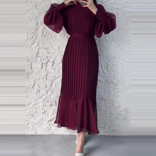 LB | Plisowana sukienka midi dla kobiet - Elegancki i ponadczasowy design
