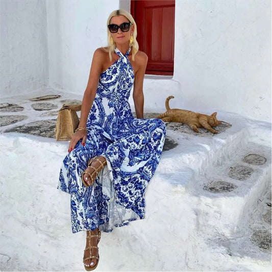 LB | Elegancka sukienka maxi z odkrytymi ramionami