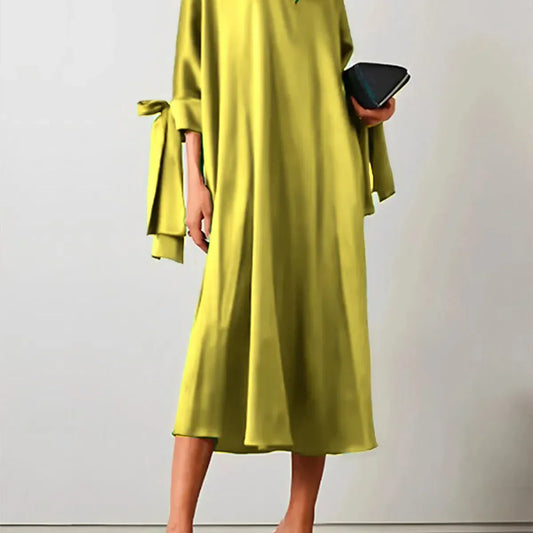 LB | Women Floral Elegant Plus Size Midi Dress Lace Up Flare Sleeve Vintage Summer Wedding Casual Dress