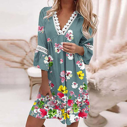 LB | Letnia sukienka mini z nadrukiem w stylu boho