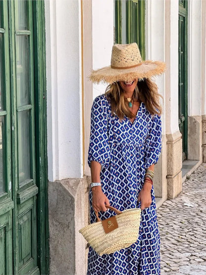LB | Boho maxi sukienka z kwiatowym nadrukiem dla kobiet
