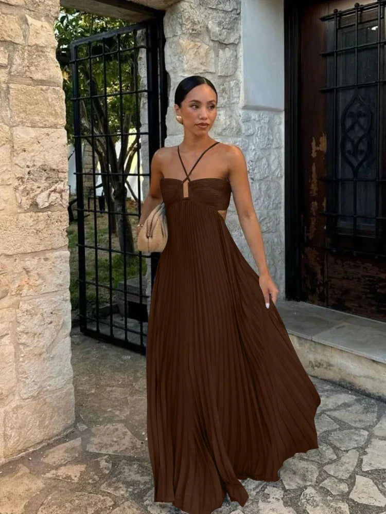 LB | Elegancka plisowana sukienka maxi na każdą okazję