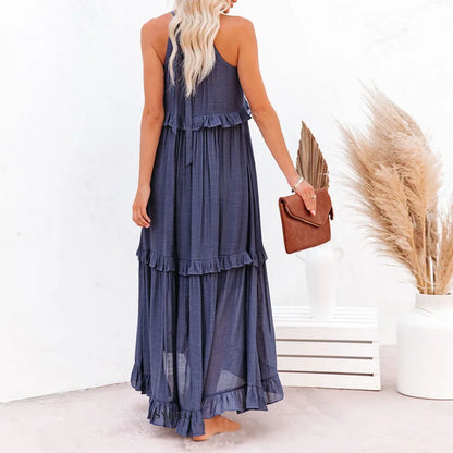LB | Halter Ruffle Maxi Dress