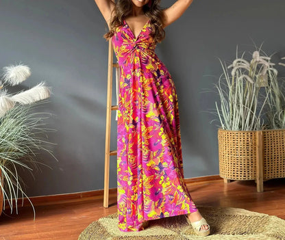 LB - Boho chic sukienka maxi z odkrytymi ramionami