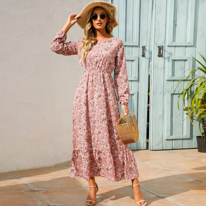 LB | Delikatna sukienka maxi w kwiaty