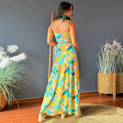 LB - Boho chic sukienka maxi z odkrytymi ramionami