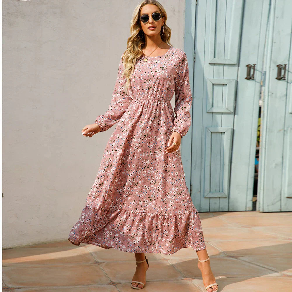 LB | Delikatna sukienka maxi w kwiaty