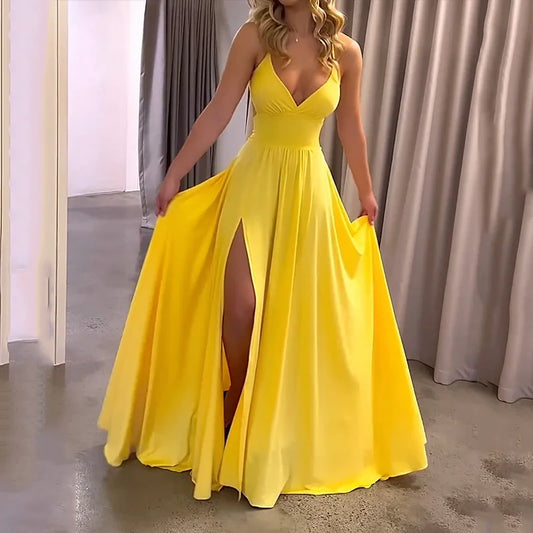 LB | sukienka maxi moda letnia szelki rozcięcie w talii