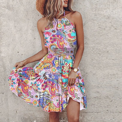 LB | Bohemian V-Neck Midi Dress Kolorowy