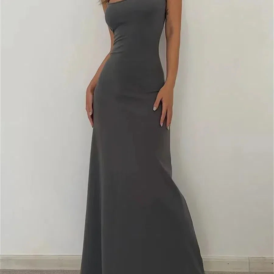 LB | Kobieta Wiosna Lato Styl Sukienka Bodycon Sexy Bez rękawów Dzielona Płaszcz