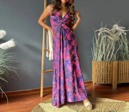 LB - Boho chic sukienka maxi z odkrytymi ramionami