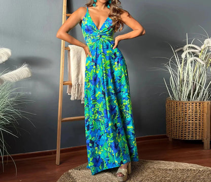 LB - Boho chic sukienka maxi z odkrytymi ramionami