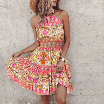 LB | Bohemian V-Neck Midi Dress Kolorowy