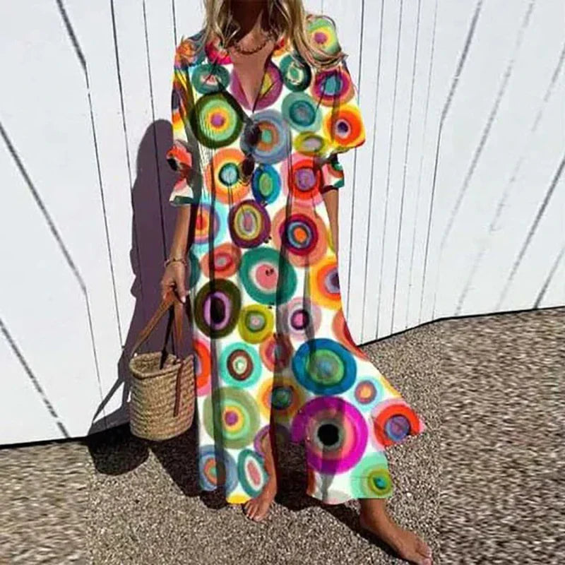 LB | Boho Beauty Sukienka Maxi z bufiastymi rękawami